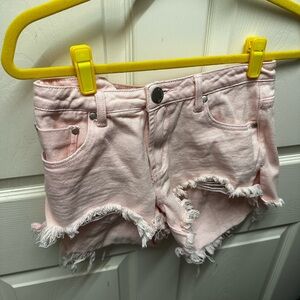 Small Pink Frayed Denim Shorts